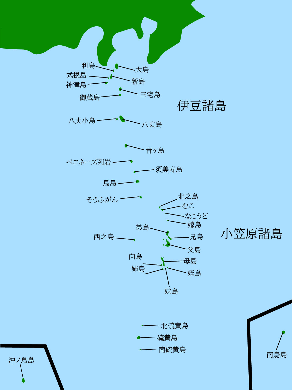 小笠原諸島の地図