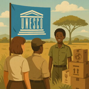 UNESCOの国際的支援を象徴するイメージ（AI生成）