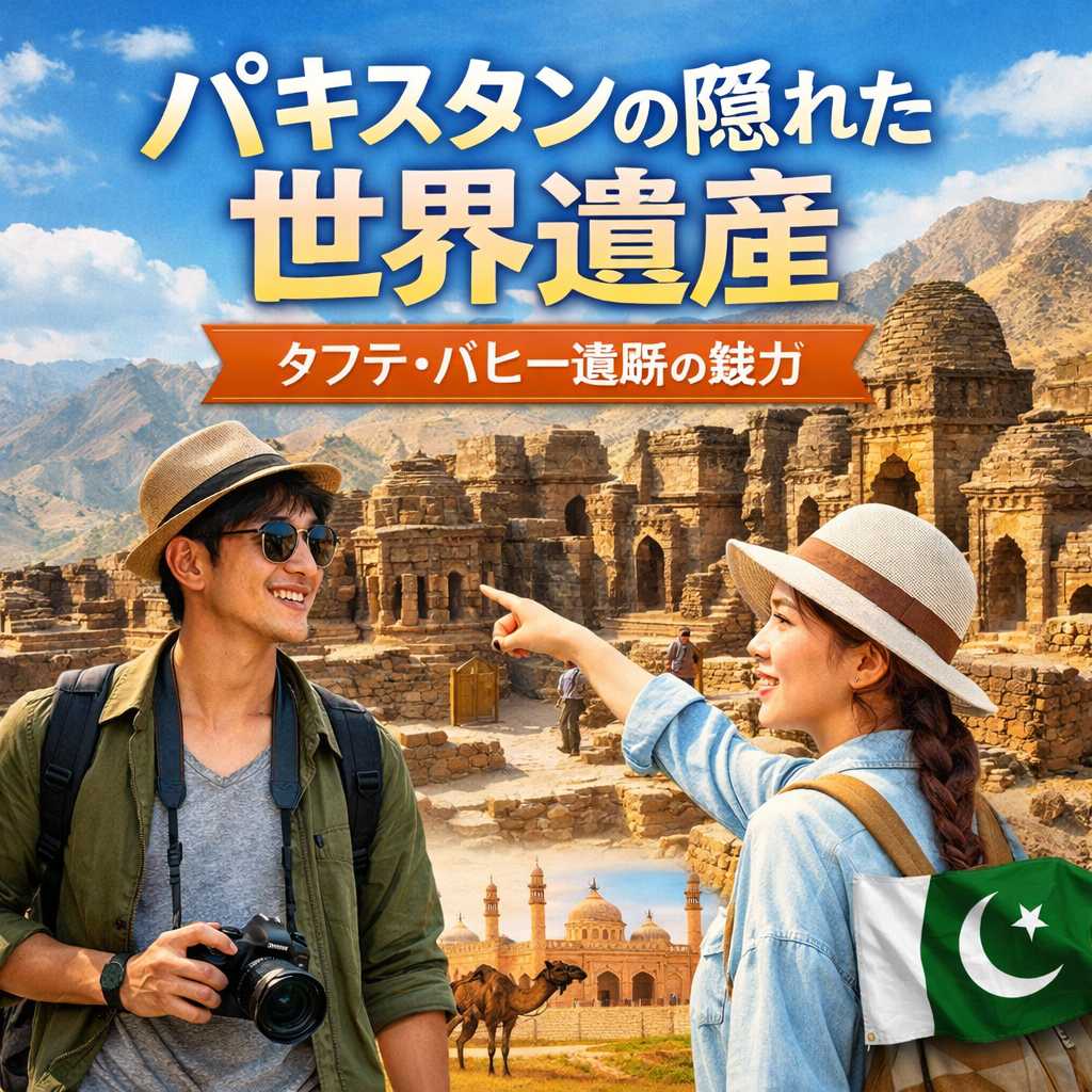 タフテ・バヒーの仏教遺跡群とサハリ・バハロールの近隣都市遺跡群の僧院遺跡と山岳風景